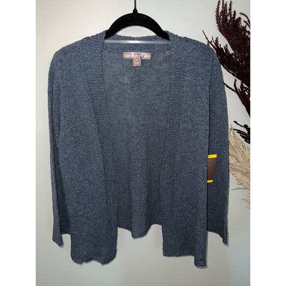 Alexander + Oak navy blue open front knit cardigan sweater women’s size M NWT - Picture 1 of 5